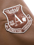 Men's Aviator Bomber Jacket with Patches and Sherpa Collar Leathers Crafted