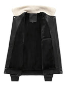 Men's Aviator Bomber Jacket with Patches and Sherpa Collar Leathers Crafted