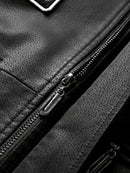 Men's Aviator Bomber Jacket with Patches and Sherpa Collar Leathers Crafted