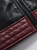 Men's Bold Tri-Color Moto Jacket – Black, White, and Burgundy Leather Biker Style Leathers Crafted
