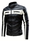Black/White Cafe Racer Biker Leather Jacket Leathers Crafted