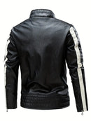 Black/White Cafe Racer Biker Leather Jacket Leathers Crafted