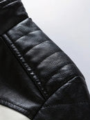 Black/White Cafe Racer Biker Leather Jacket Leathers Crafted