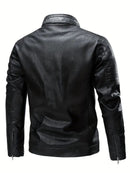 Men's Black Leather Aviator Jacket with collar Leathers Crafted