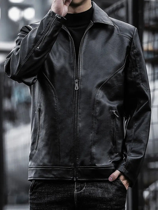 Black Vintage Style Leather Biker Jacket Leathers Crafted