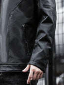 Black Vintage Style Leather Biker Jacket Leathers Crafted