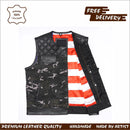 Ride in Style: Black Leather Biker Vest with Camo Flair Leathers Crafted