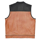 Dual Tone Black and Camel Biker Leather Vest Leathers Crafted