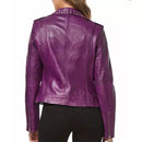 Rockstar Ladies Purple Studded Rock Chic Biker Leather Jacket Leathers Crafted