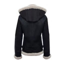 RAF Aviator Flying Pilot Hooded Black Leather Jacket for Women Leathers Crafted