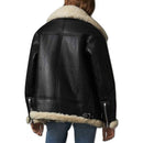 Women’s Ivory Shearling Black Leather Jacket Leathers Crafted