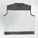 Men's White and Black Paisley Leather Motorcycle Vest Leathers Crafted