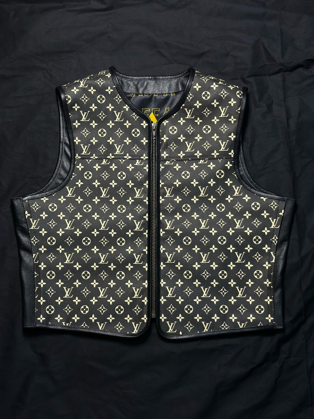 Premium Louis Vuitton Leather Biker Vest | Handmade Genuine Leather Motorcycle Vest | Leathers Crafted