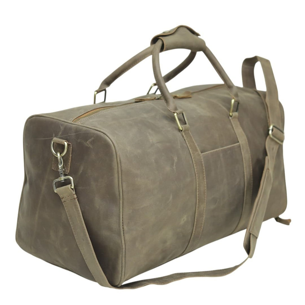 Rugged Vintage Leather Duffel Bag | Shoe Pocket