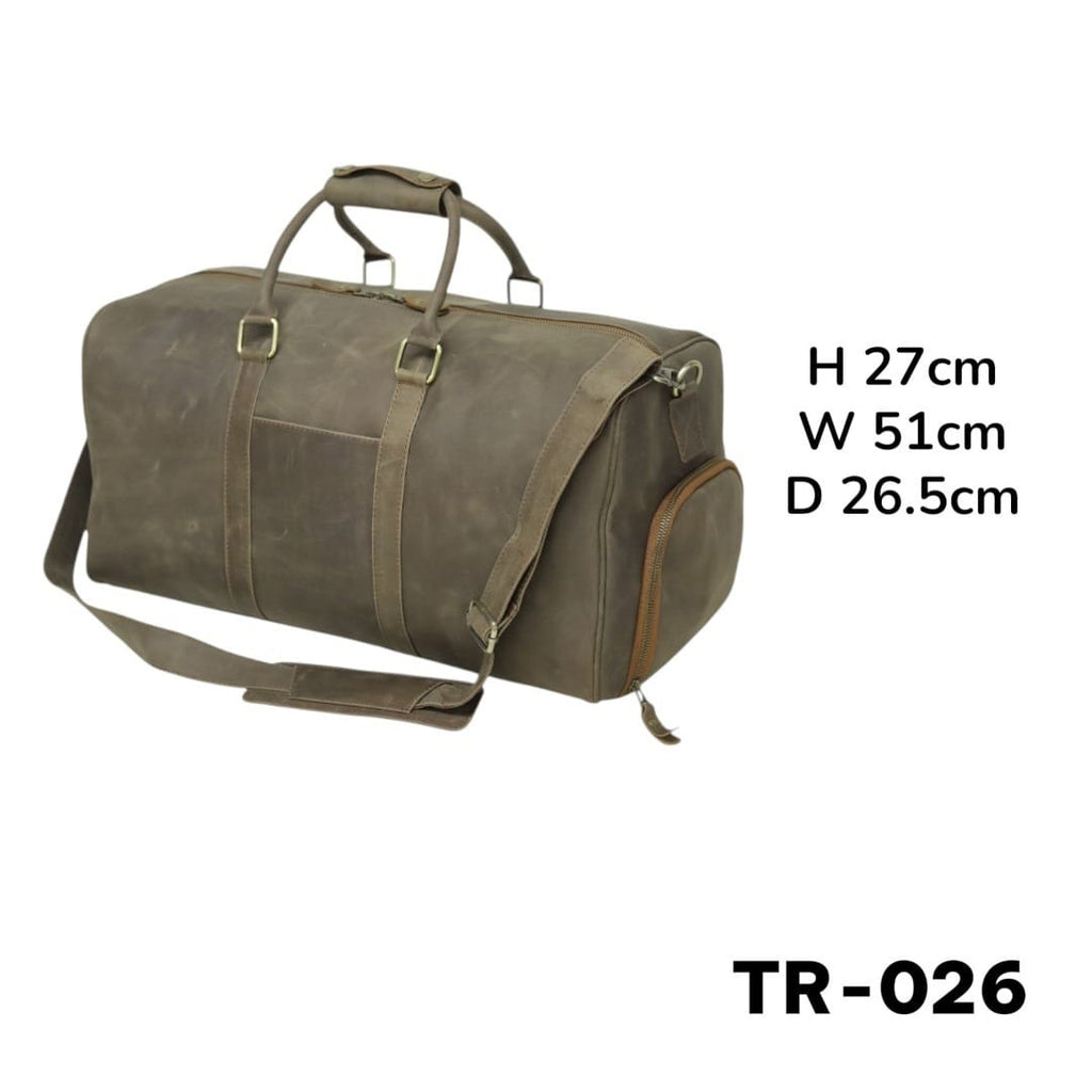 Rugged Vintage Leather Duffel Bag | Shoe Pocket