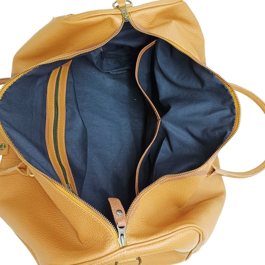 Camel Leather Duffel Bag | Minimalist Design