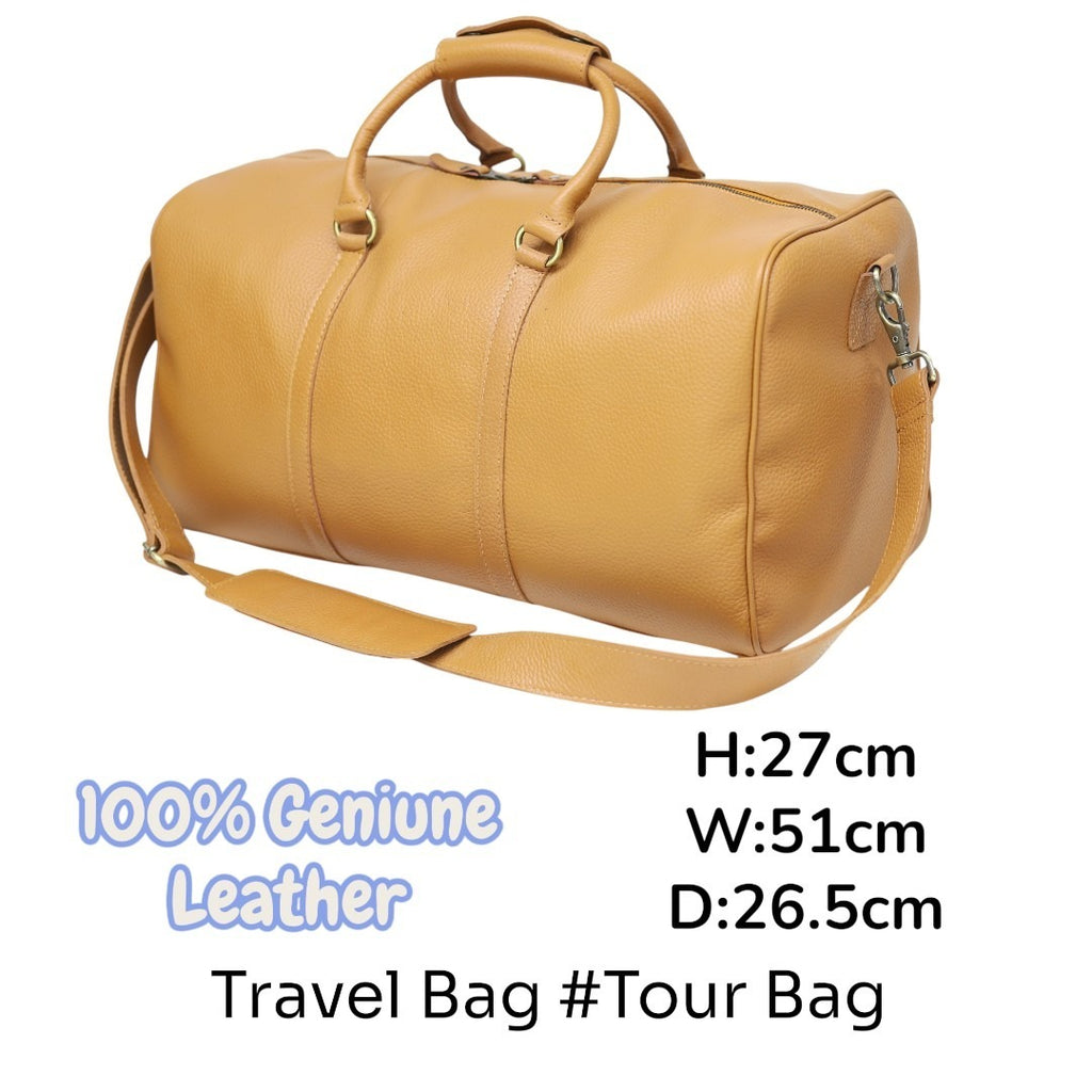 Camel Leather Duffel Bag | Minimalist Design