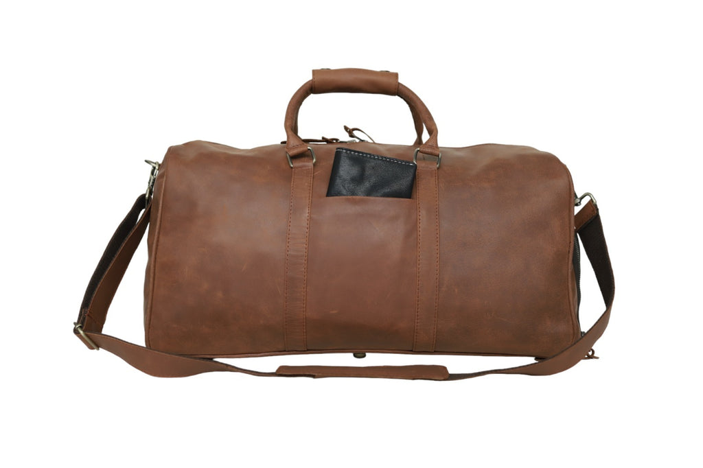 Genuine Vintage Leather Duffel Bag – Men's Weekender with Shoe Compartment