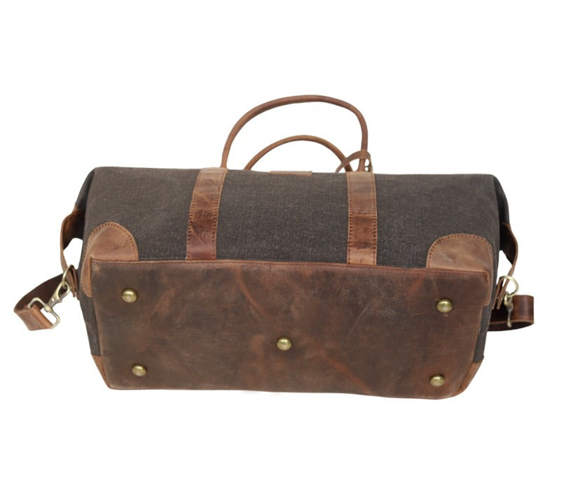 Canvas Leather Duffel Bag Set – Weekender Travel Bag with Matching Toiletry Pouch