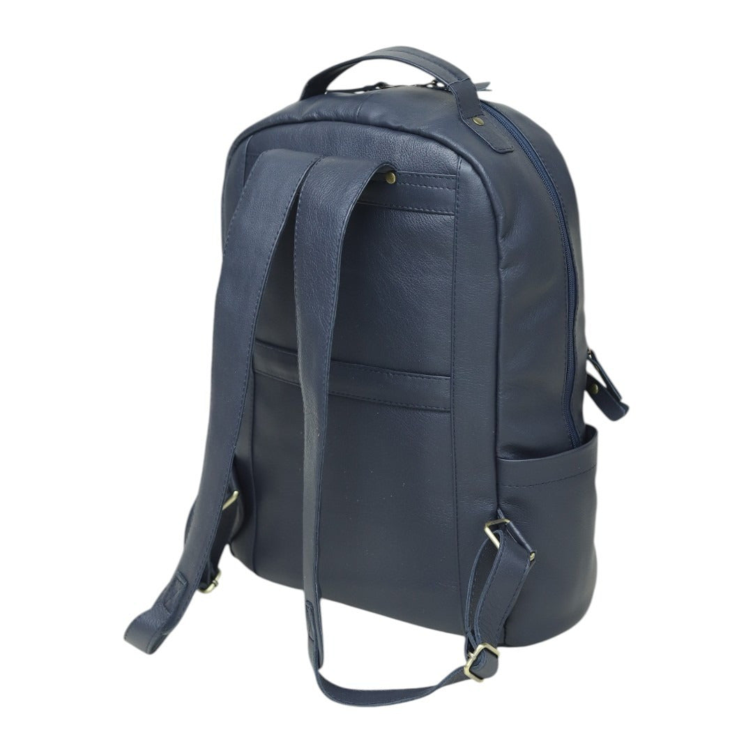 Navy Blue Genuine Leather Backpack for Men & Women | Leather Laptop Backpack