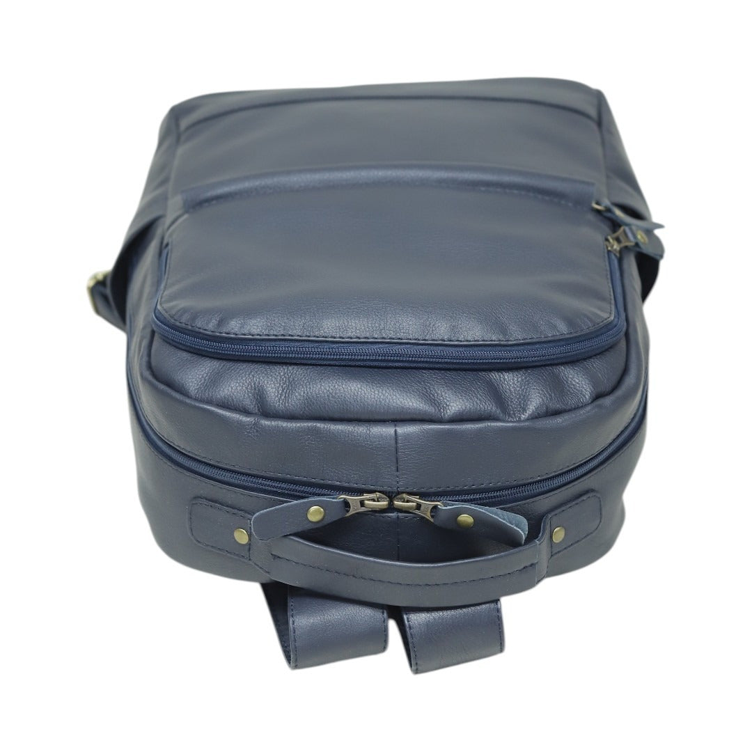 Navy Blue Genuine Leather Backpack for Men & Women | Leather Laptop Backpack