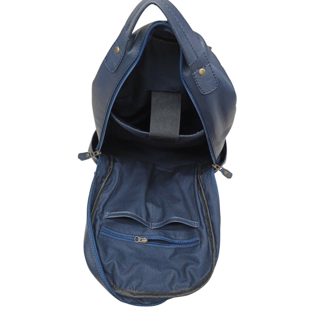 Navy Blue Genuine Leather Backpack for Men & Women | Leather Laptop Backpack