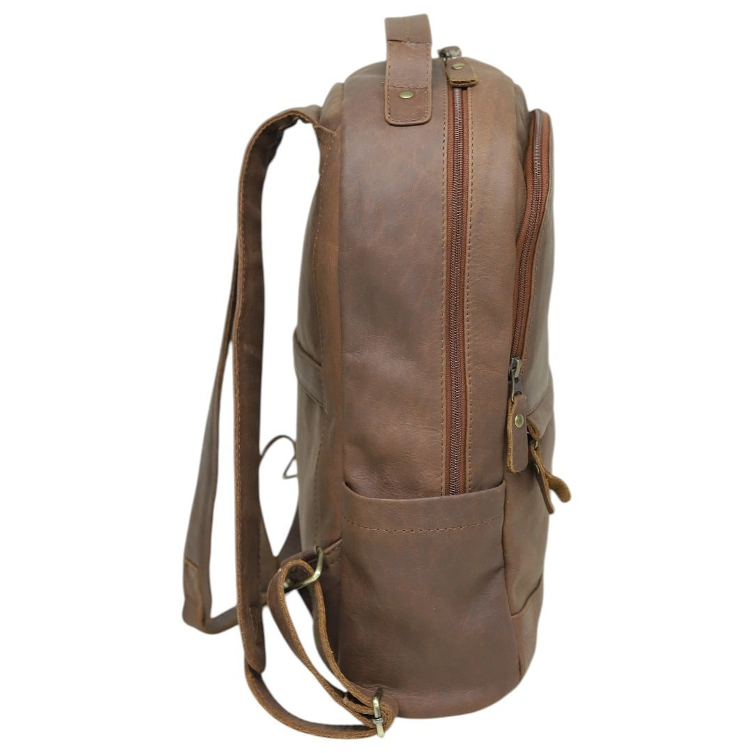 Premium Brown Genuine Leather Laptop Backpack for Men & Women