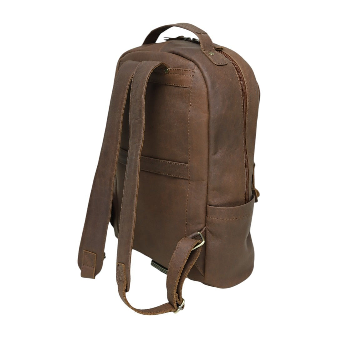 Premium Brown Genuine Leather Laptop Backpack for Men & Women