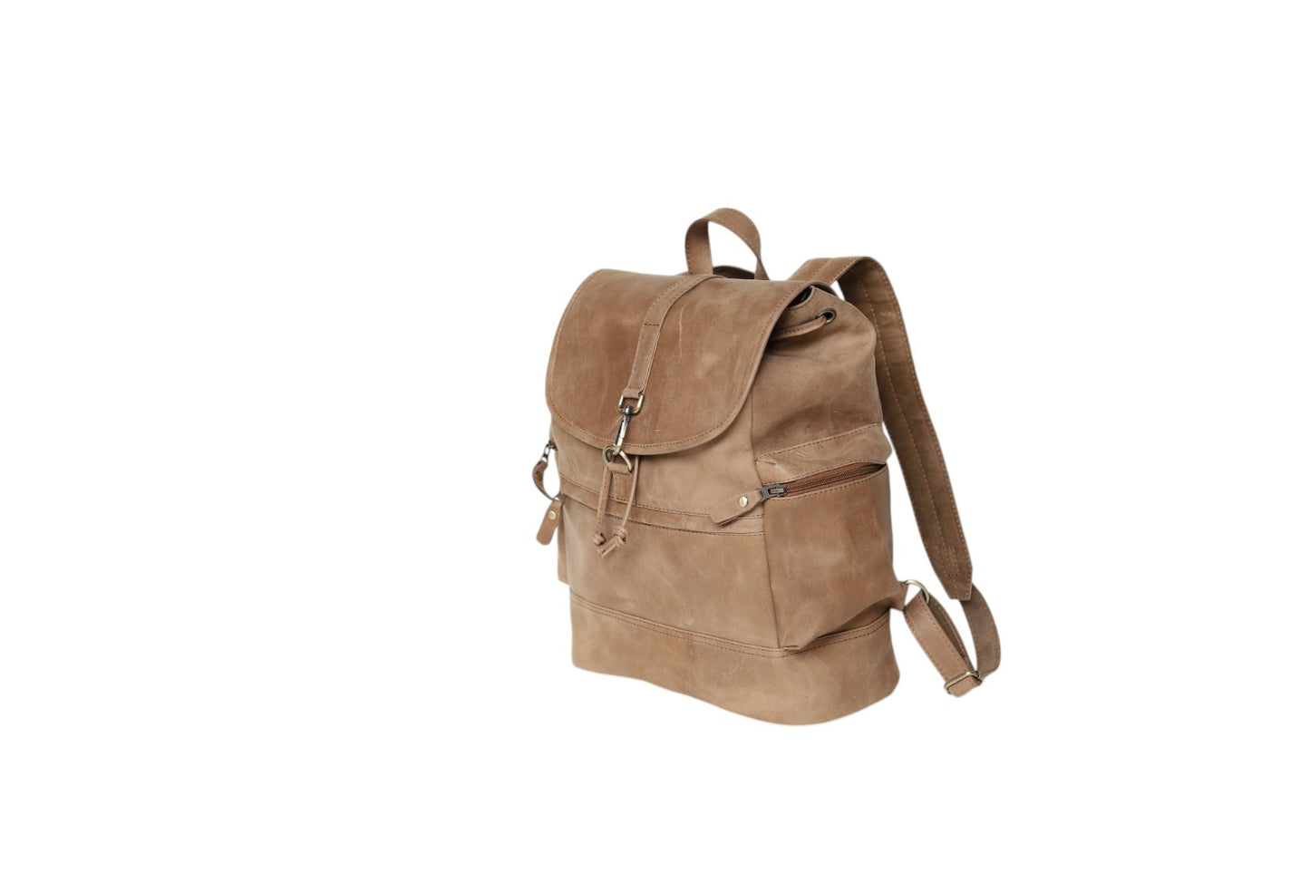 Vintage Tan Genuine Leather Backpack for Hiking & College Rucksack