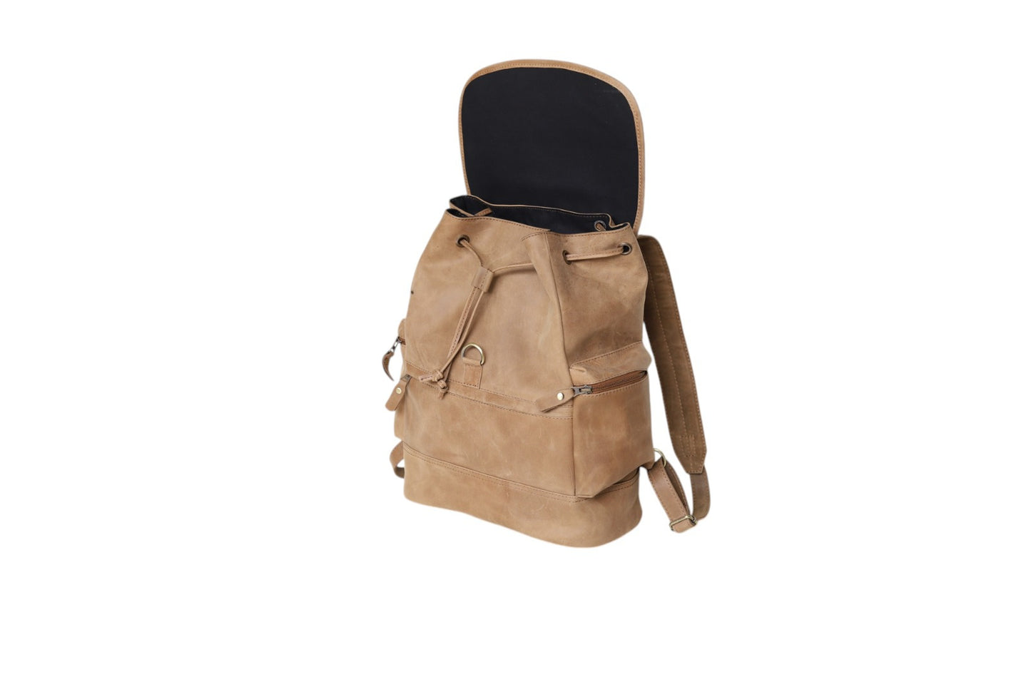 Vintage Tan Genuine Leather Backpack for Hiking & College Rucksack