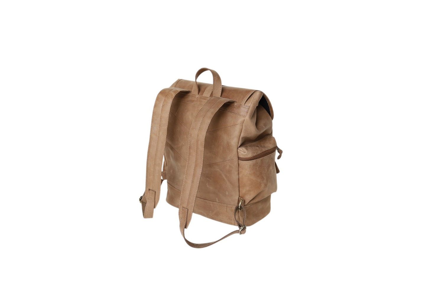 Vintage Tan Genuine Leather Backpack for Hiking & College Rucksack