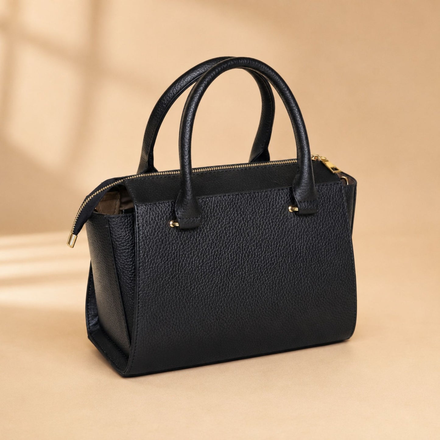 Luxury Black Genuine Leather Top Handle Handbag for Women | Premium Leather Satchel