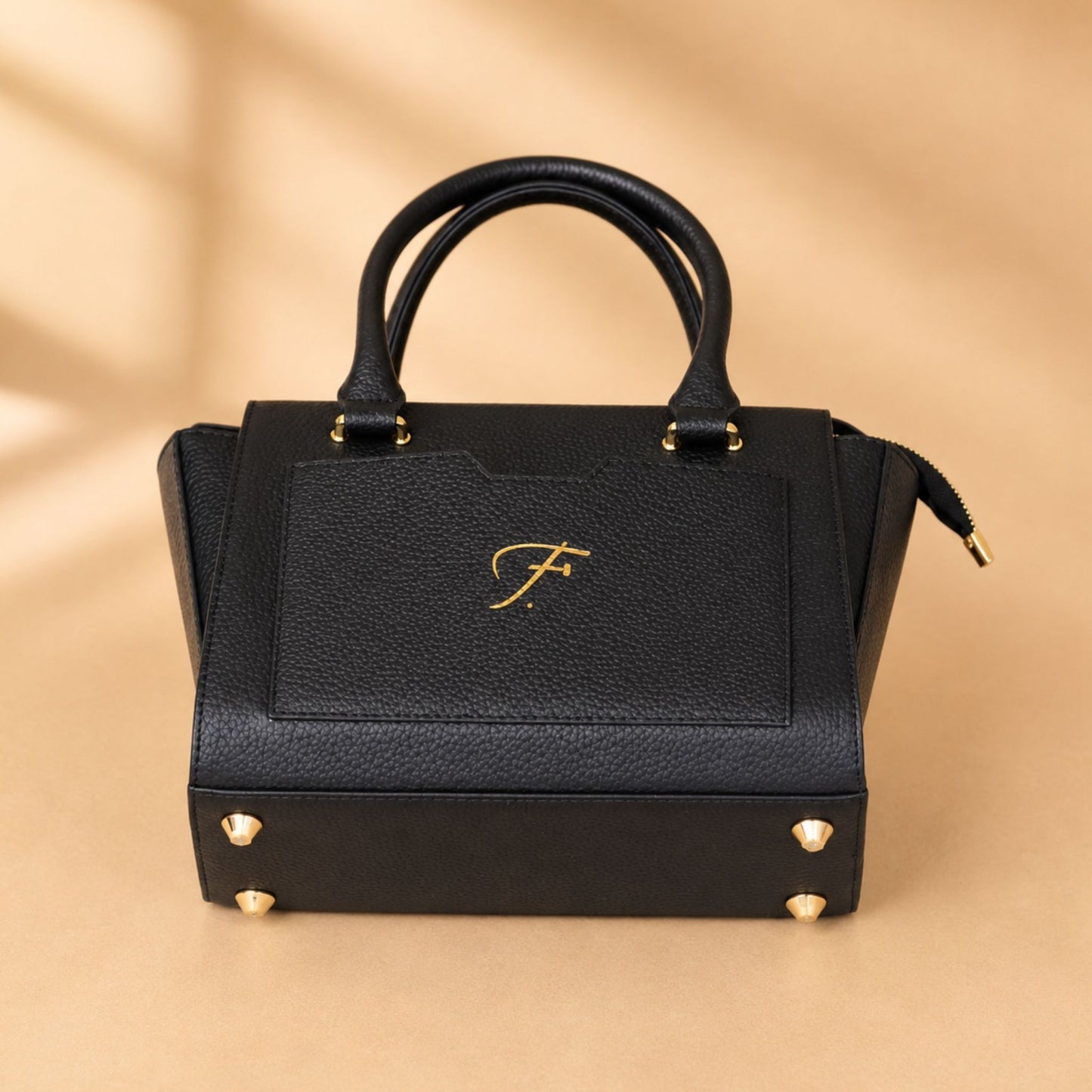 Luxury Black Genuine Leather Top Handle Handbag for Women | Premium Leather Satchel