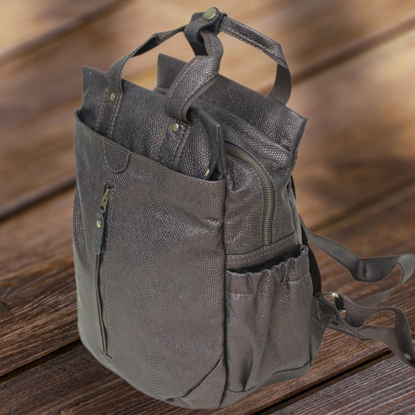 Vintage Tan Genuine Leather Backpack for Travel, Hiking & College Rucksack
