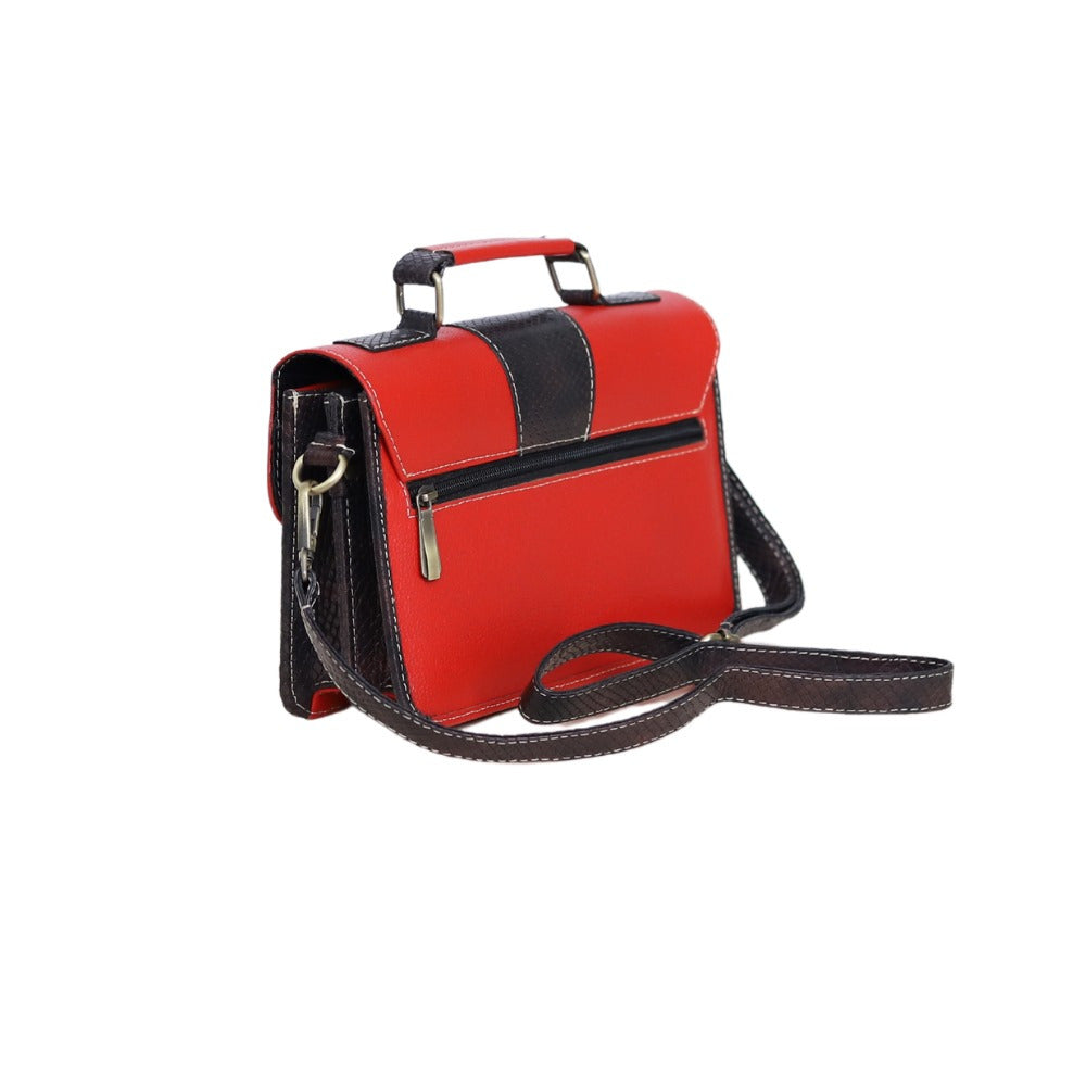 Premium Red Genuine Leather Shoulder Bag, Top Handle Satchel & Handbag