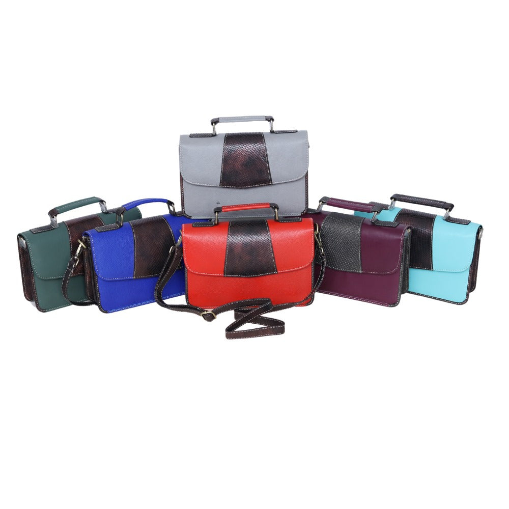Premium Red Genuine Leather Shoulder Bag, Top Handle Satchel & Handbag