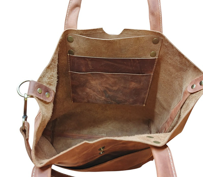 Premium Vintage Brown Genuine Leather Tote Bag for Women