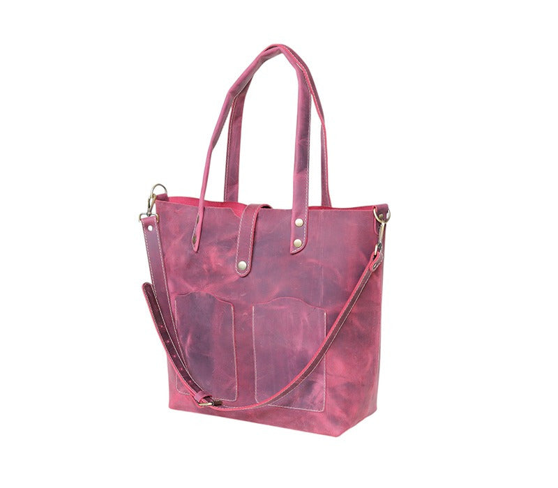 Premium Pink Genuine Leather Tote Bag for Women Crossbody Tote