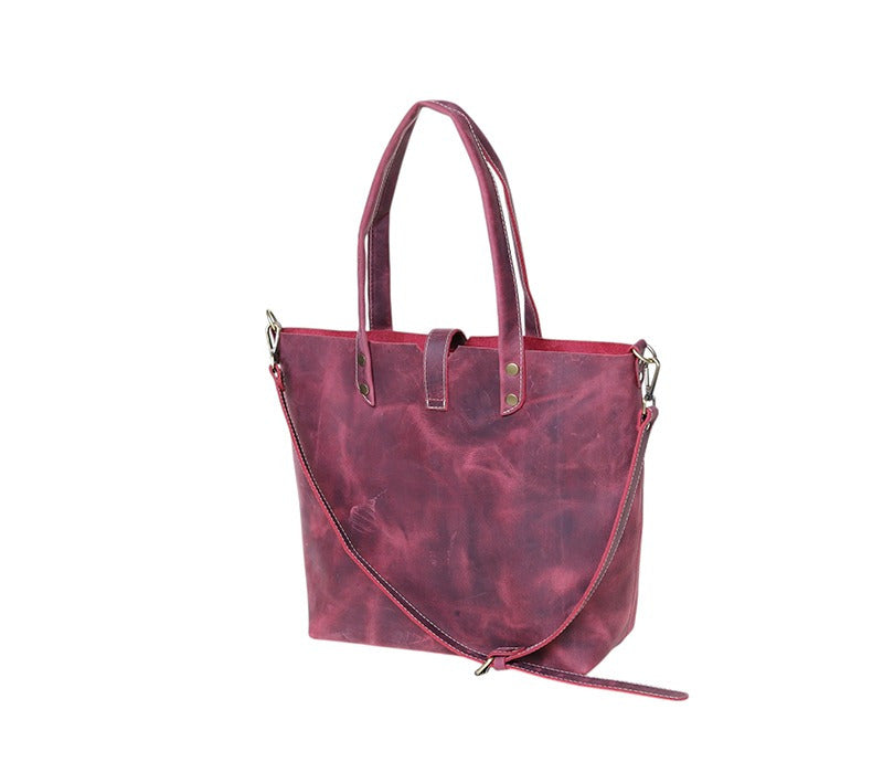 Premium Pink Genuine Leather Tote Bag for Women Crossbody Tote