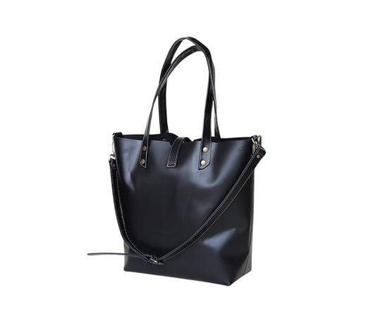 Premium Black Genuine Leather Tote Bag for Women Shoulder Bag, Crossbody Tote