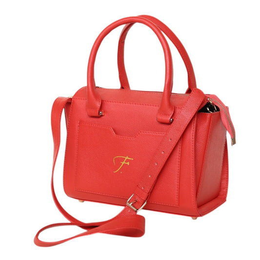 Luxury Red Genuine Leather Satchel Handbag for Women – Designer Crossbody Shoulder Bag | Leathers Crafted