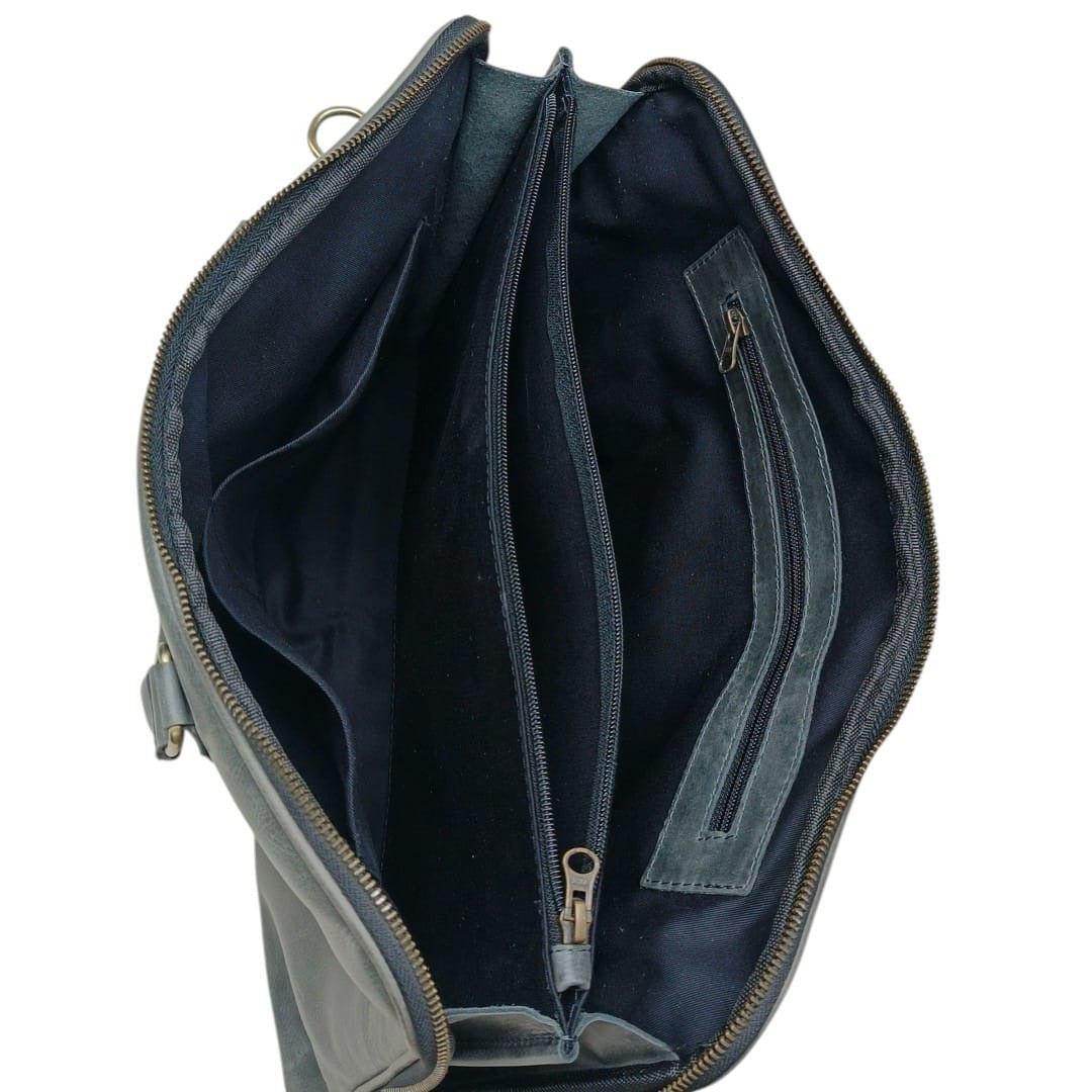 Genuine Leather Briefcase for Men – Grey Distressed Leather Business & Work Bag