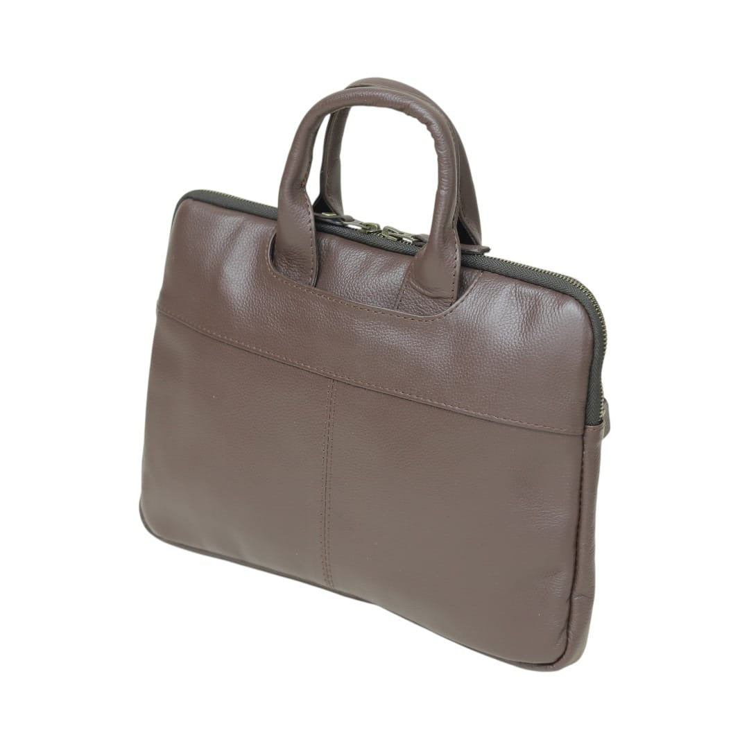 Brown Leather Business Briefcase – Slim Document Bag