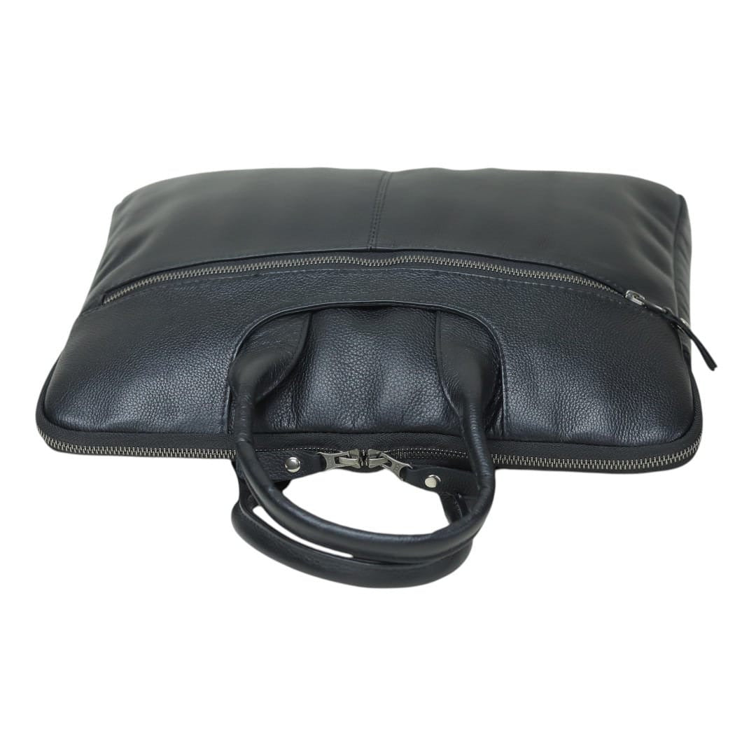 Men’s Black Leather Briefcase – Premium Laptop & Business Work Bag