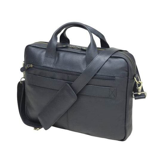 Black Genuine Leather Laptop Briefcase & Messenger Bag | Leathers Crafted