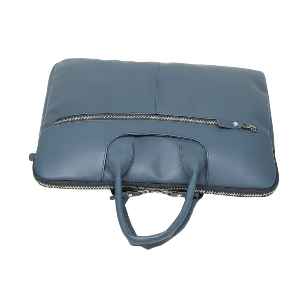 Genuine Leather Laptop Briefcase – Blue Leather Work & Business Bag | Leathers Crafted