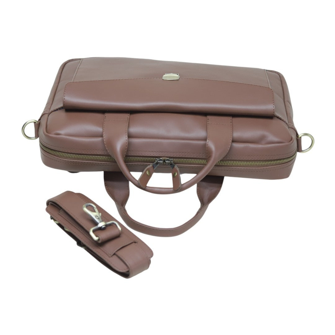 Genuine Leather Briefcase Messenger Bag – Brown Leather Work Bag | Leathers Crafted