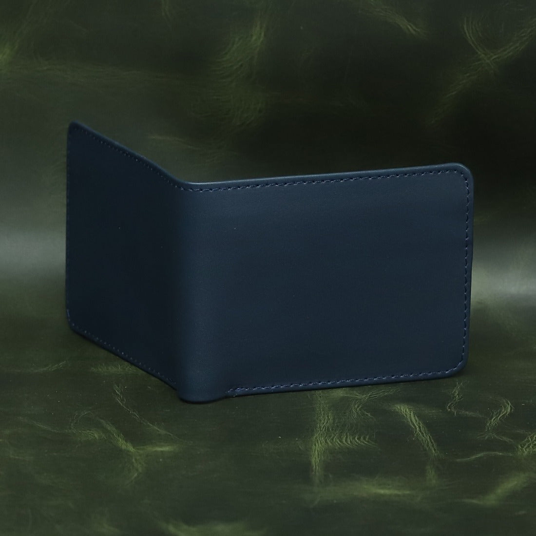 Navy Blue Leather Bifold Wallet for Men – Slim Minimalist Pocket Wallet | Leathers Crafted