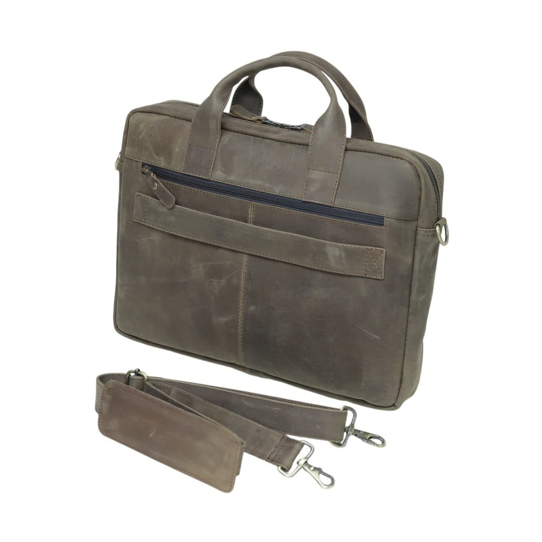 Genuine Leather Briefcase Messenger Bag – Vintage Brown Work Bag | Leathers Crafted