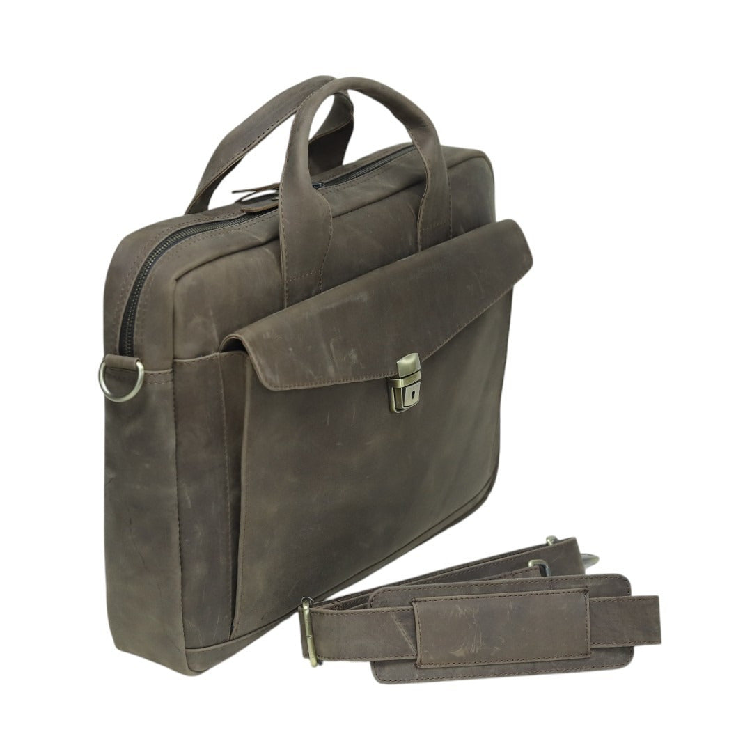 Genuine Leather Briefcase Messenger Bag – Vintage Brown Work Bag | Leathers Crafted